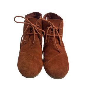 TOMS‎ Suede Style Brown Wedge Ankle Booties Size 9